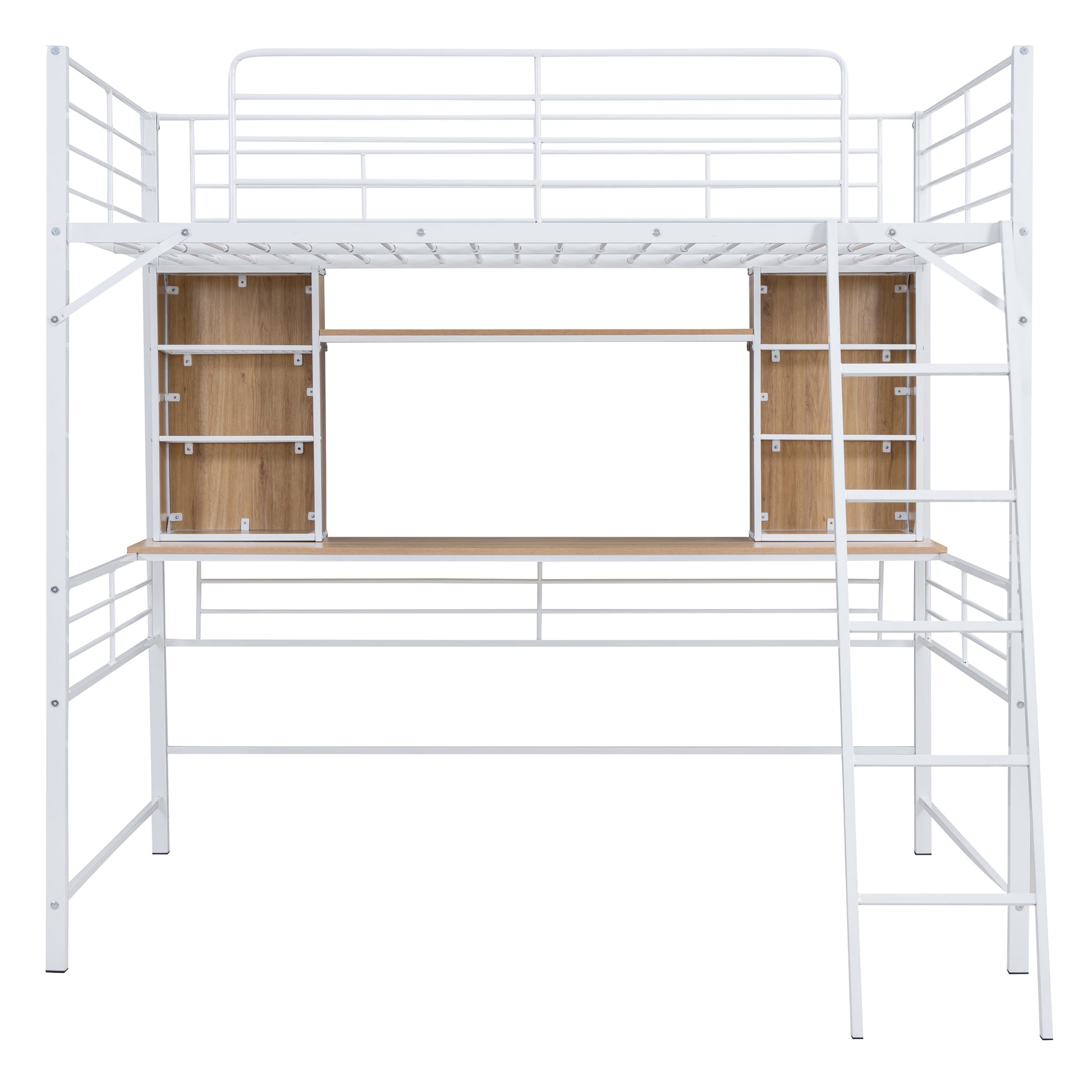 Full Size Loft Bed With Desk And Shelf, Loft Bed