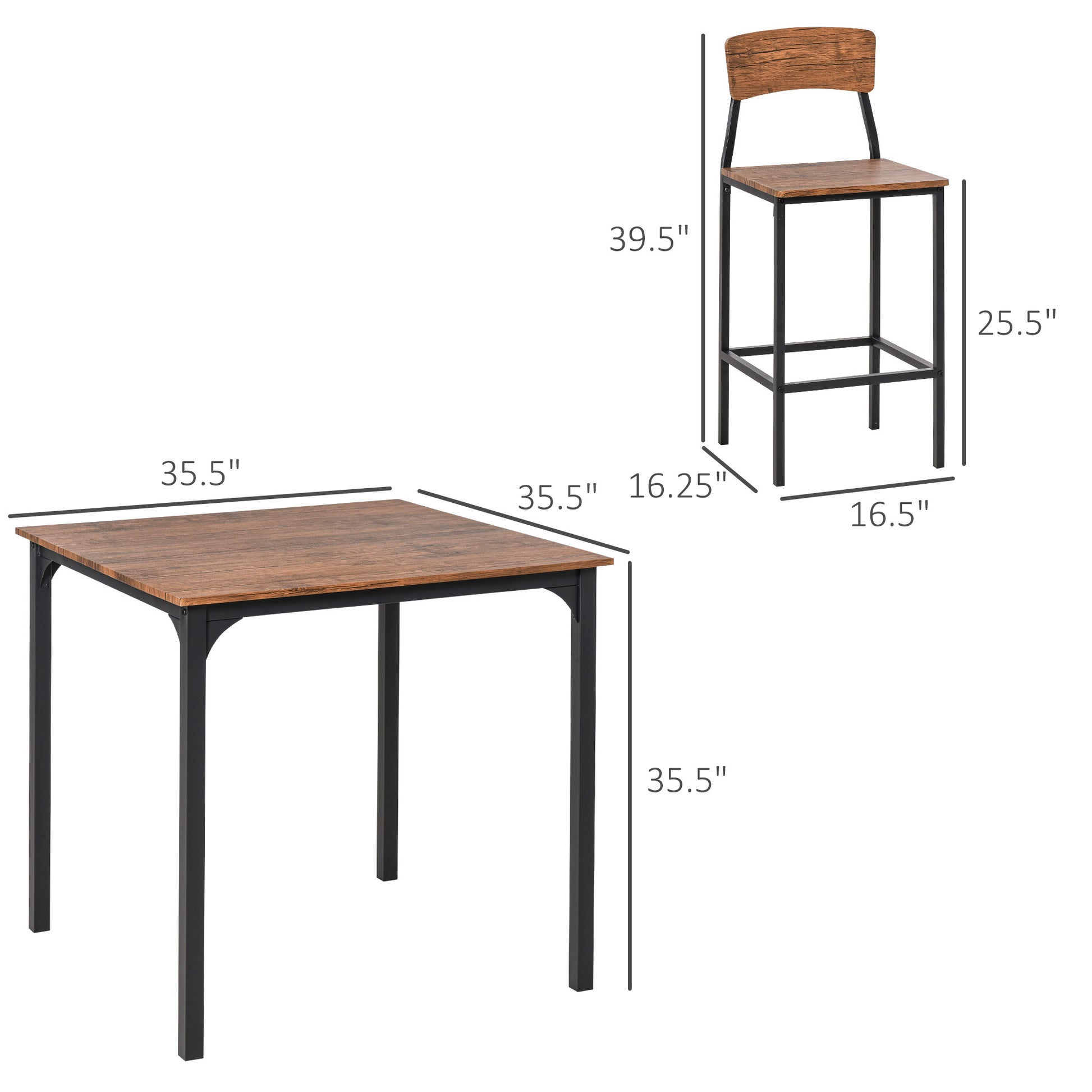 Homcom Counter Height Bar Table Set For 4, Square