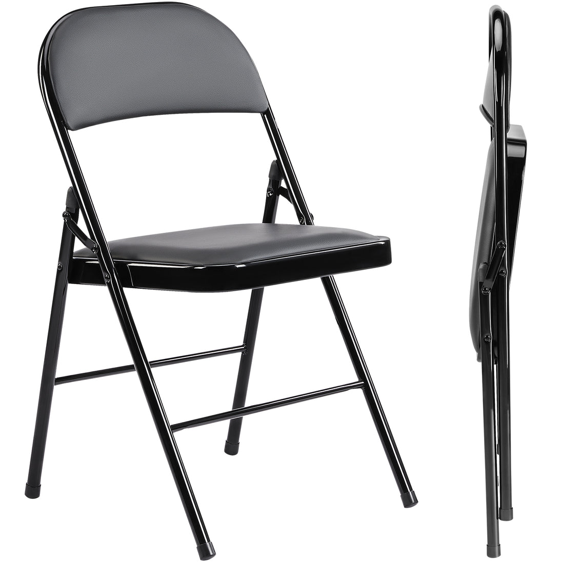 Folding Chair 2 Pack, Leather Padded Folding