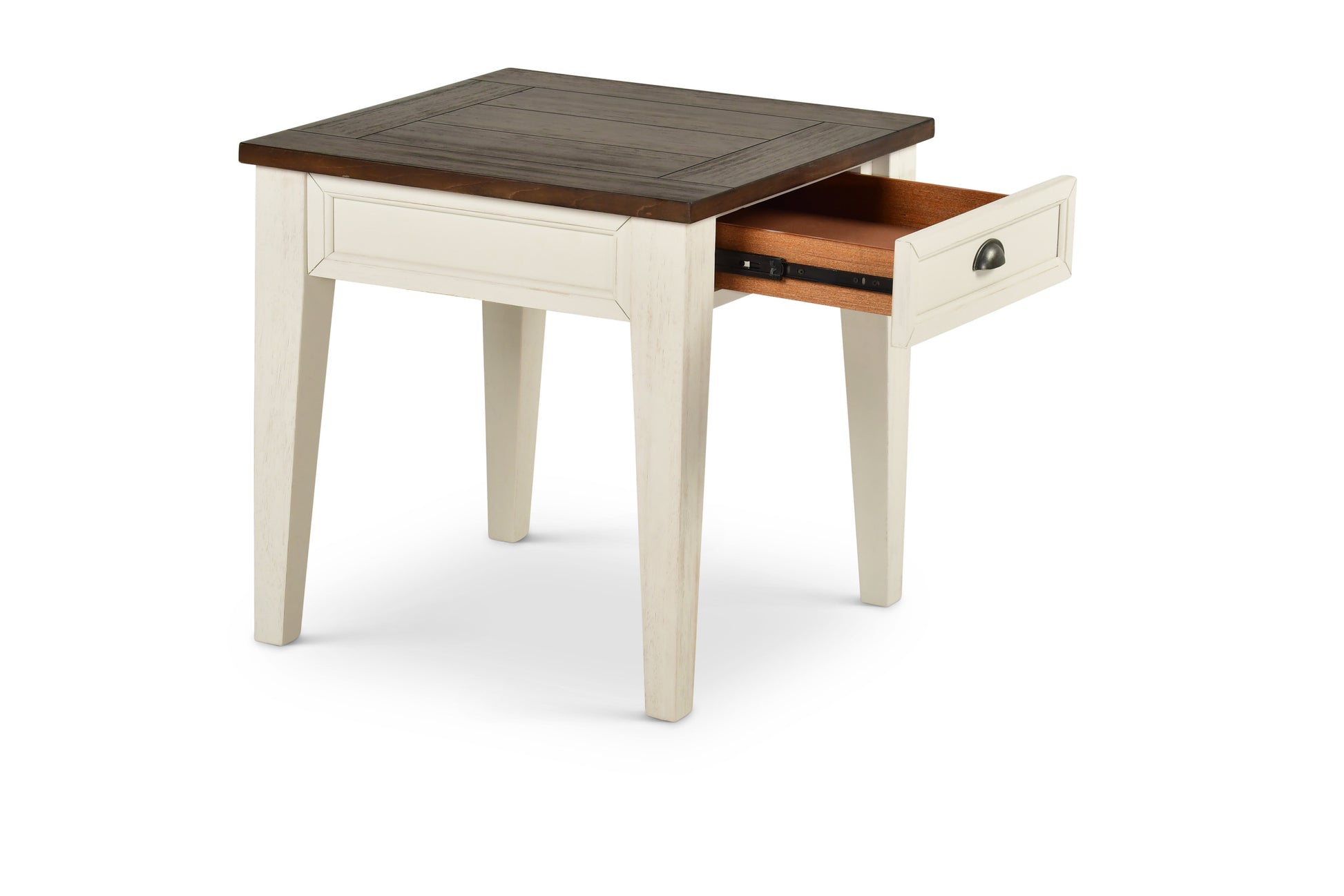 Cayla End Table Dark Oak White - White Wood