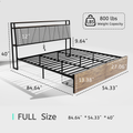 Full Bed Frame With Storage, Ergonomic Headboard,