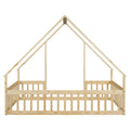 Full Wood House Shaped Floor Bed With Fence -