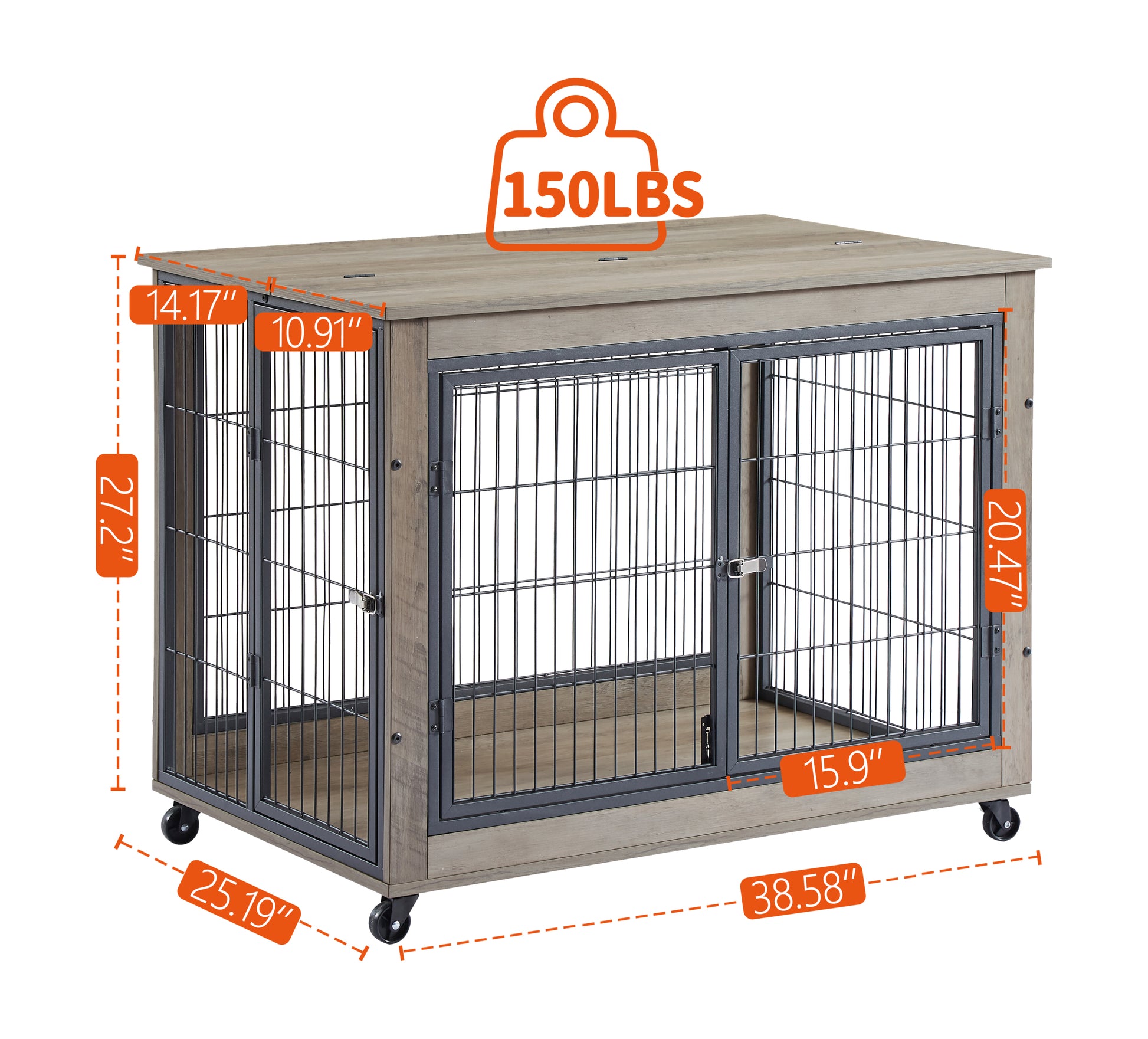 Furniture Style Dog Crate Side Table On Wheels