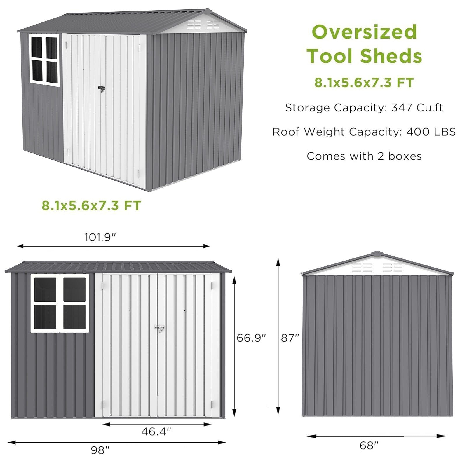 Storage Shed 6 X 8 Ft Large Metal Tool Sheds With