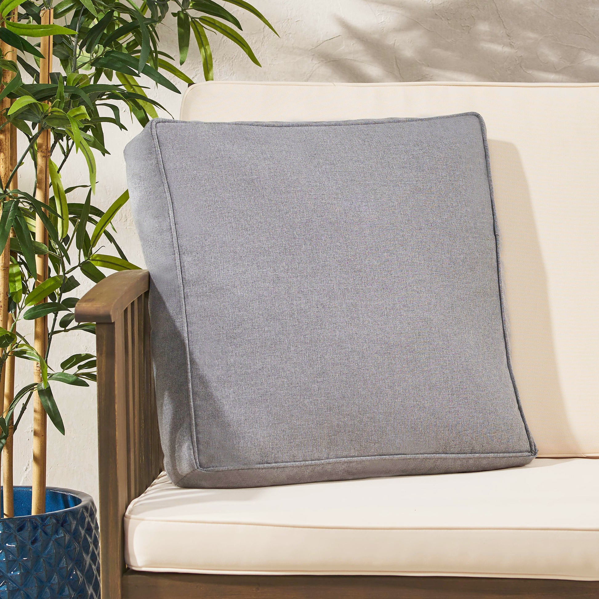 Tash Square Pillow - Charcoal Fabric