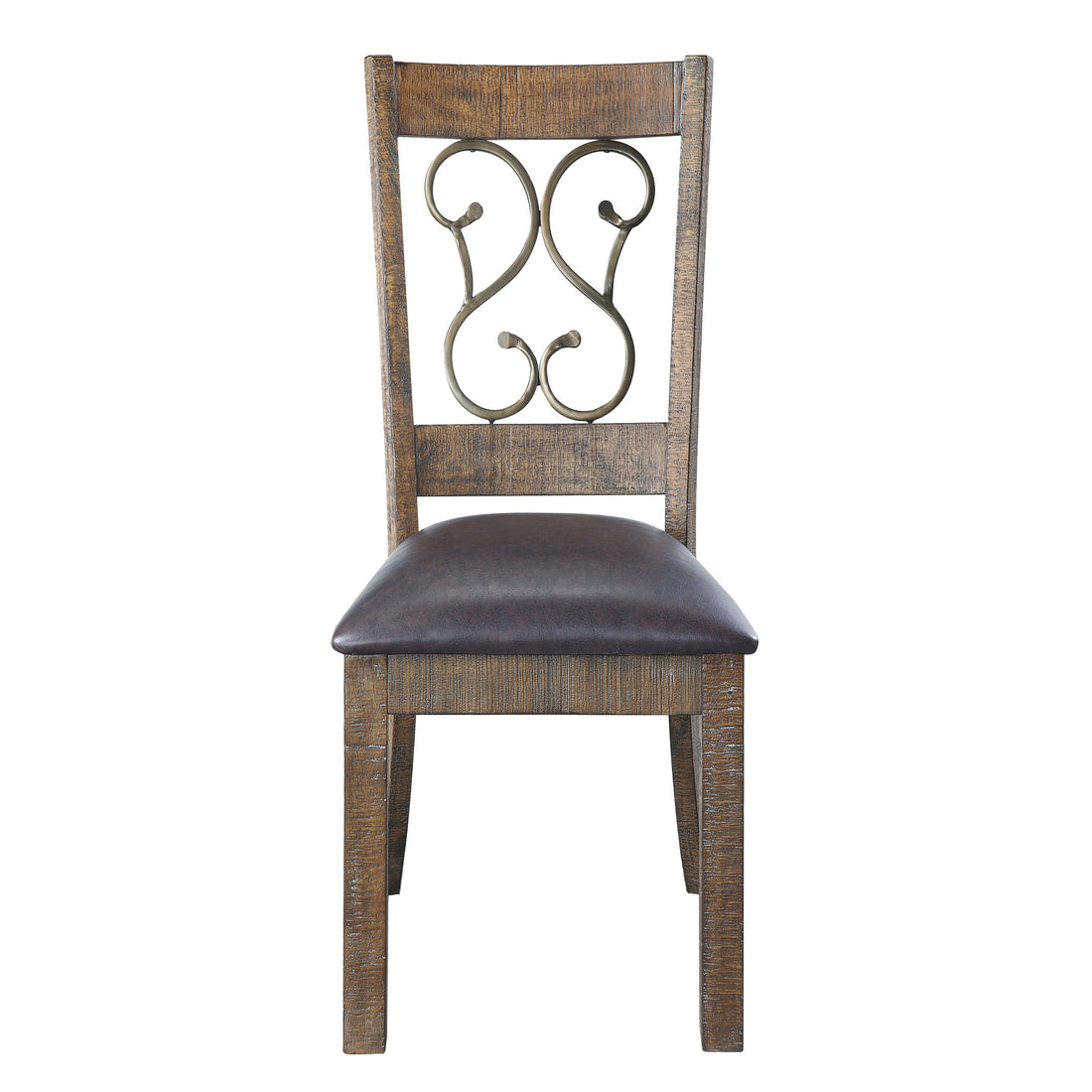Weathered Cherry And Black Open Back Side Chairs