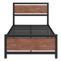 Twin Size Platform Bed, Metal And Wood Bed Frame