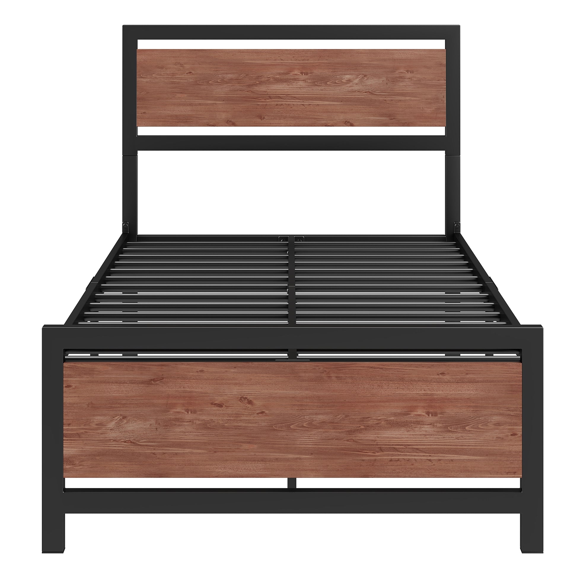 Twin Size Platform Bed, Metal And Wood Bed Frame