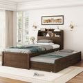 Twin Size Wooden Led Platform Bed With Trundle,