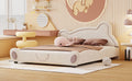 Queen Size Velvet Platform Bed With Bear Shaped -