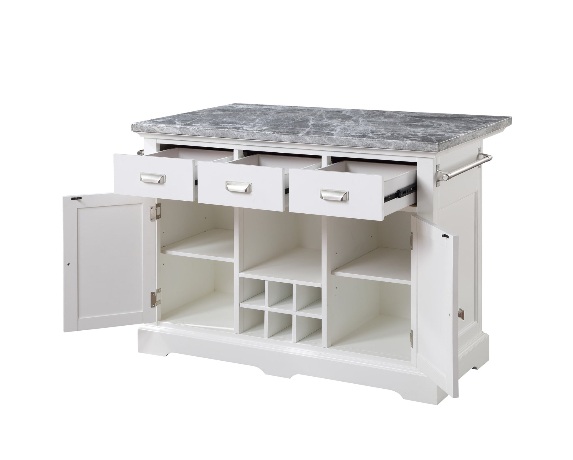 Zermatt Kitchen Island White - White Wood