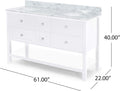 61'' Bathroom Vanity with Marble Top & Double Ceramic white-plywood