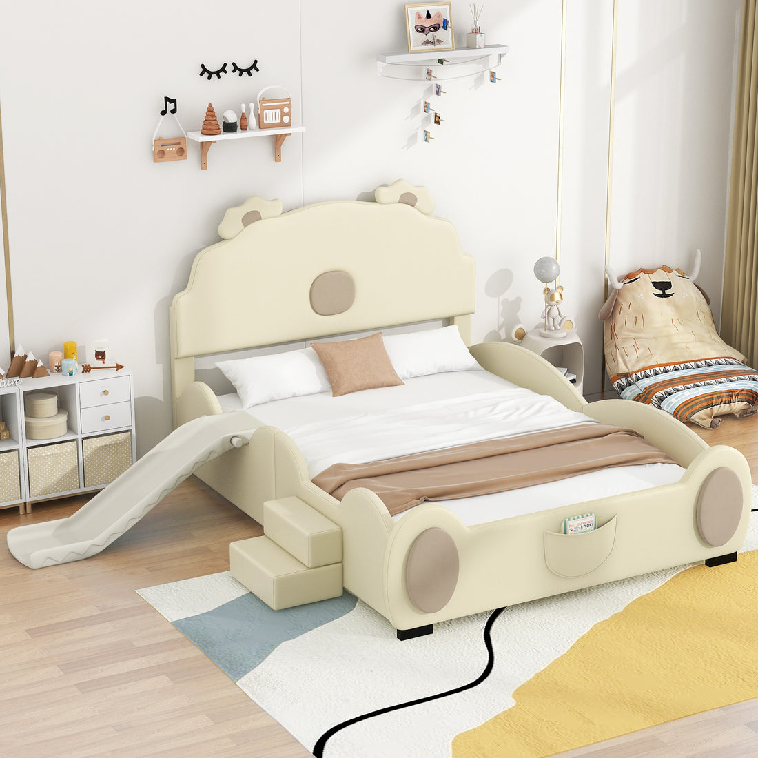 Full Size Upholstered Platform Bed With Piglet