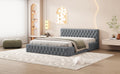 Queen Size Velvet Upholstered Platform Bed, With