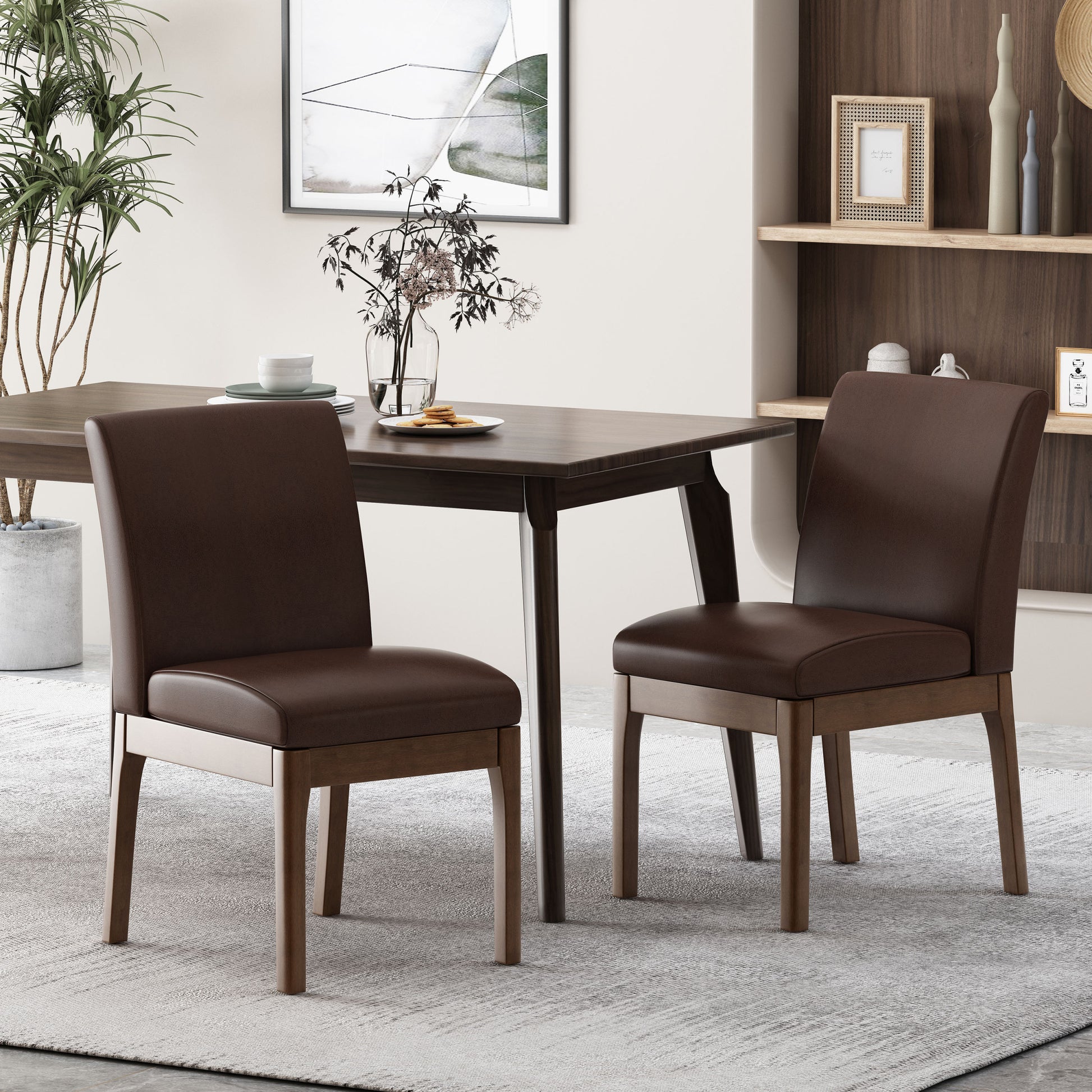 Dining Chair - Dark Brown Rubber Wood