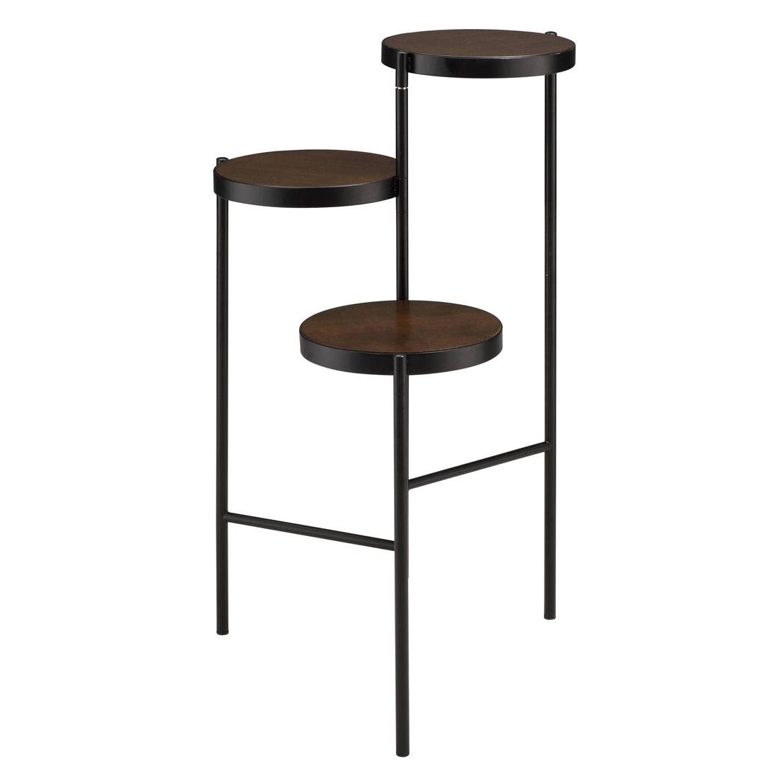 Black And Walnut 3 Tier Foldable Plant Stand -