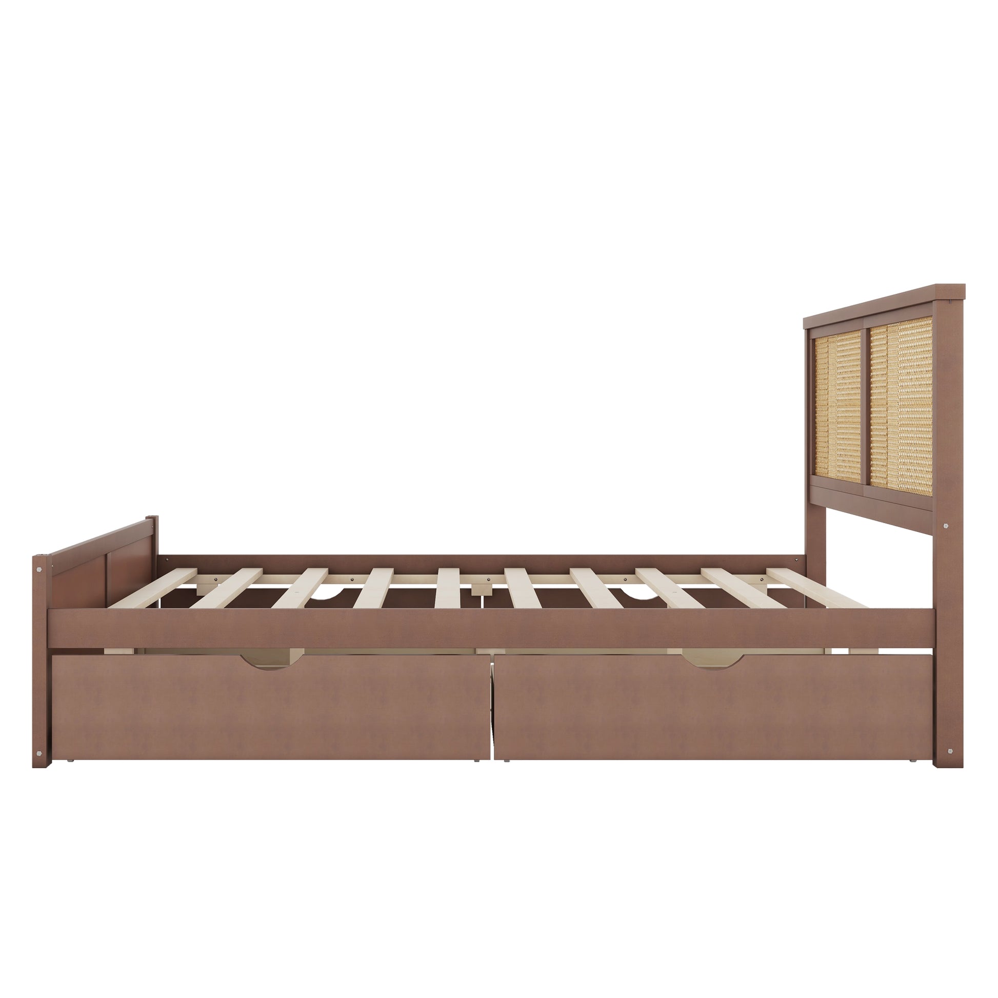 Queen Size Wood Storage Platform Bed With 4