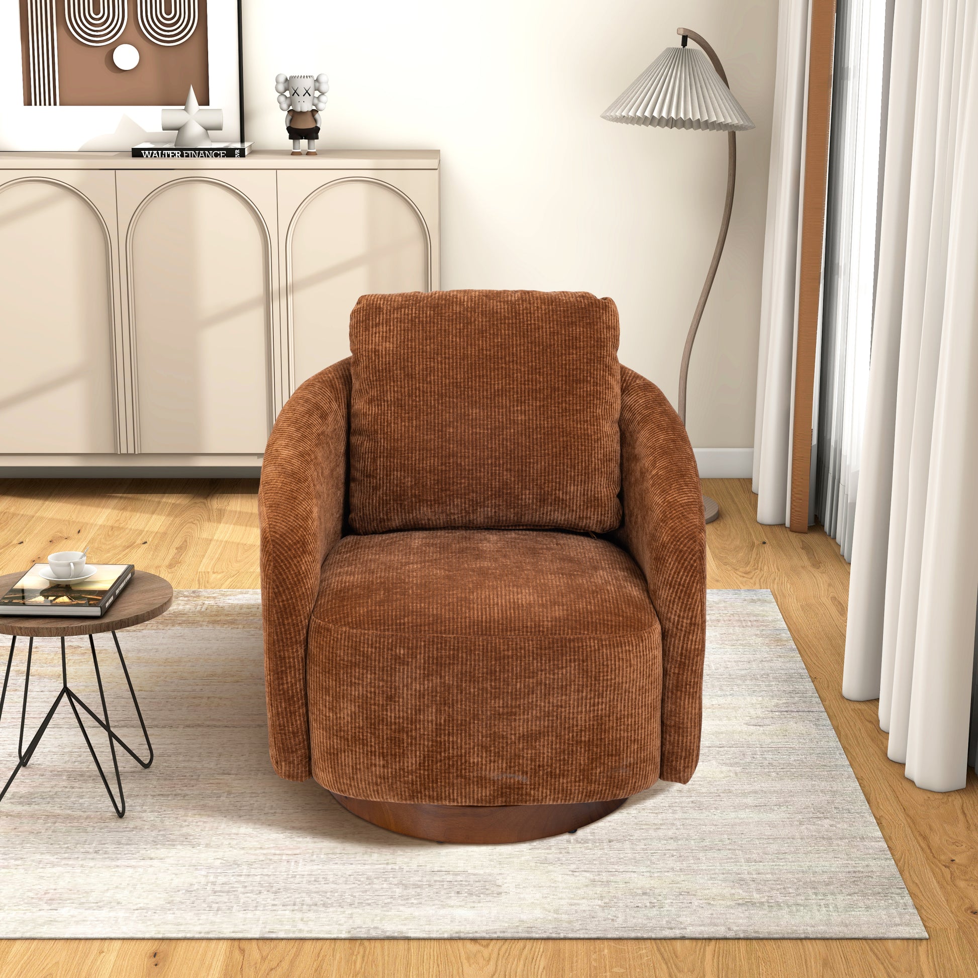 30.3"W Swivel Accent Barrel Chair And Comfy Round