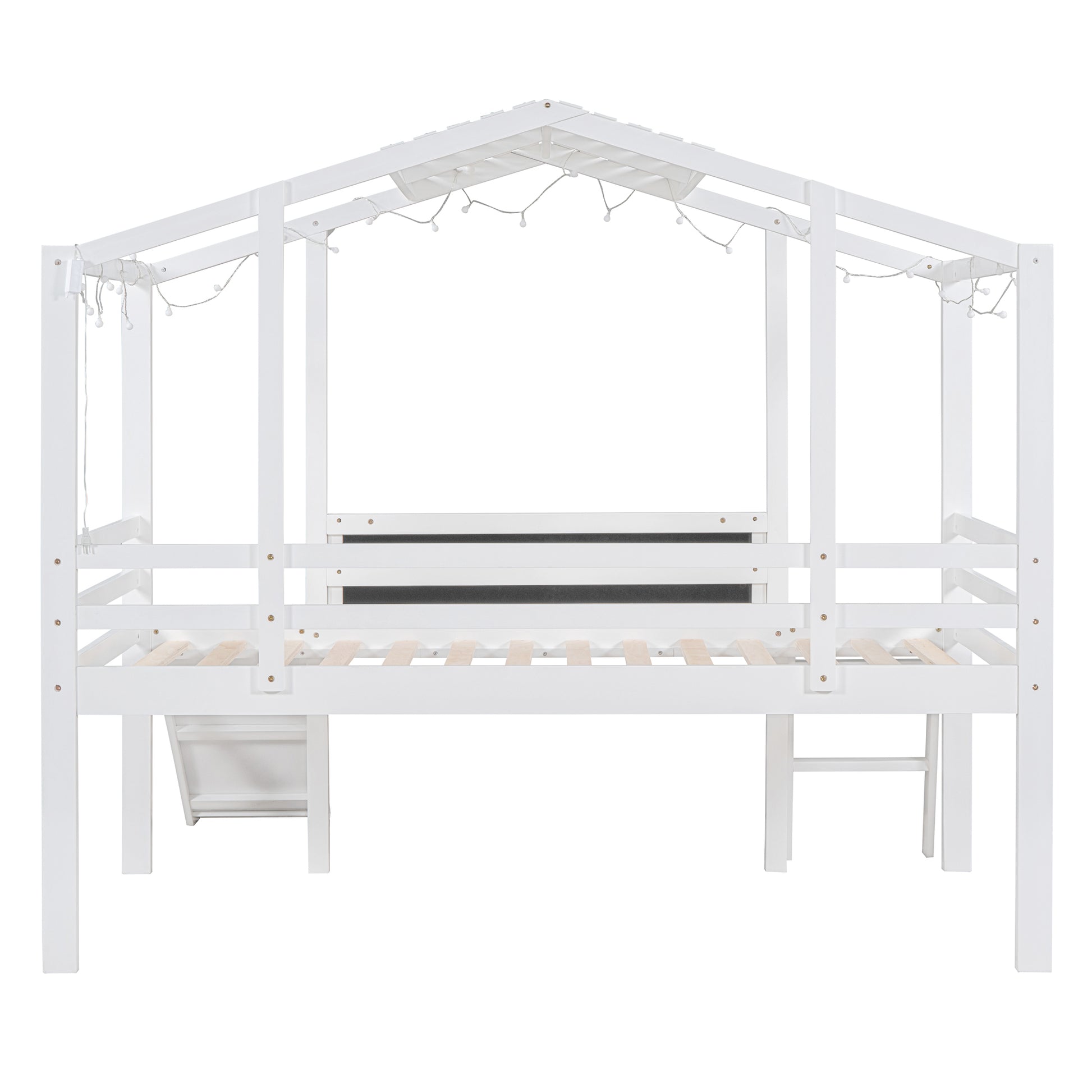 Twin Size Loft Bed With Ladder And Slide, House