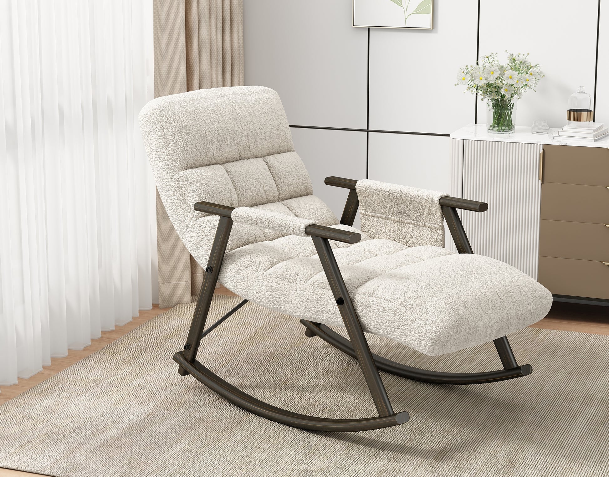 Casual Folding Rocking Chair Upholstered, Lounge