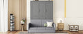 Queen Size Murphy Bed Wall Bed With Cushion,Gray