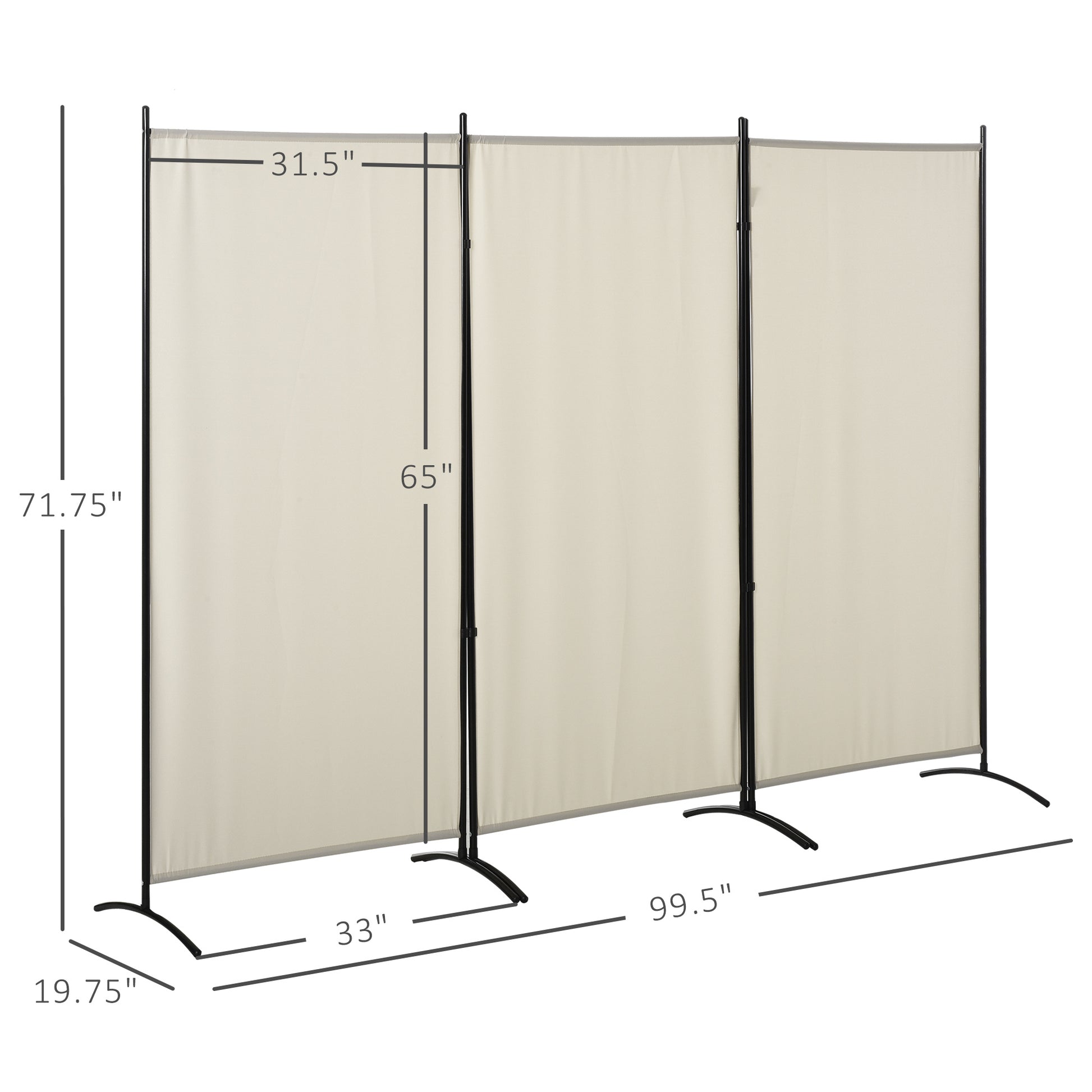 HOMCOM 6' 3 Panel Room Divider, Indoor Privacy Screen beige-polyester