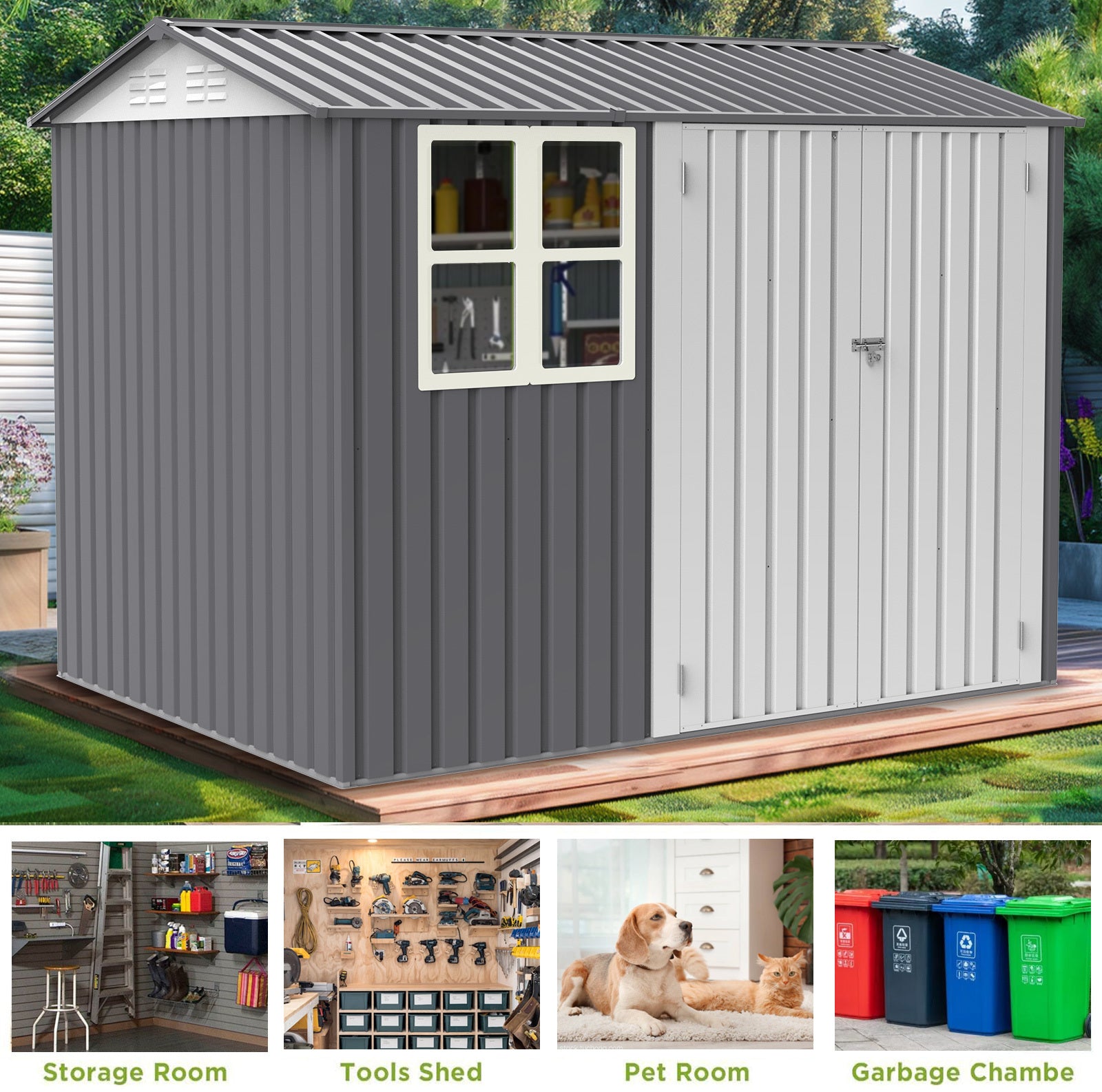 Storage Shed 6 X 8 Ft Large Metal Tool Sheds With