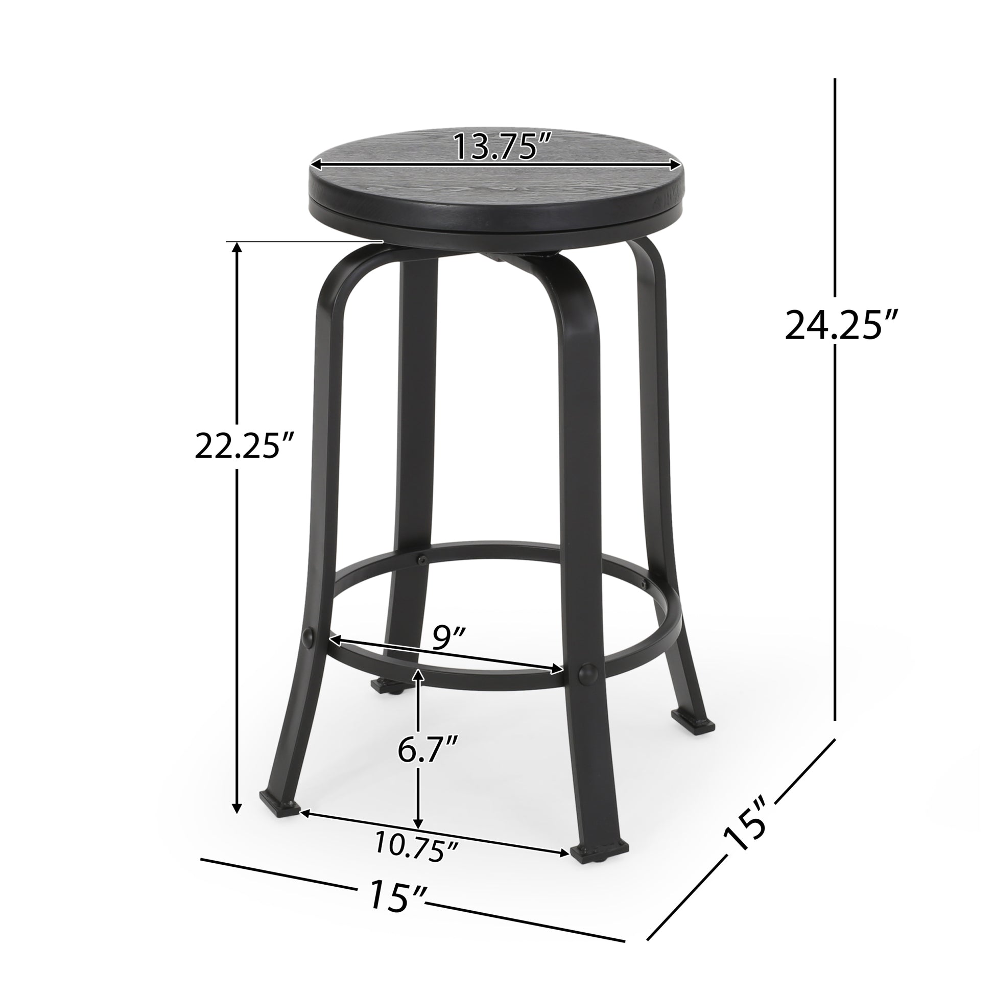 Counter Stool - Black Wood Metal