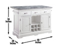 Zermatt Kitchen Island White - White Wood