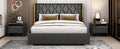 Queen Size Upholstered Platform Bed With Metal