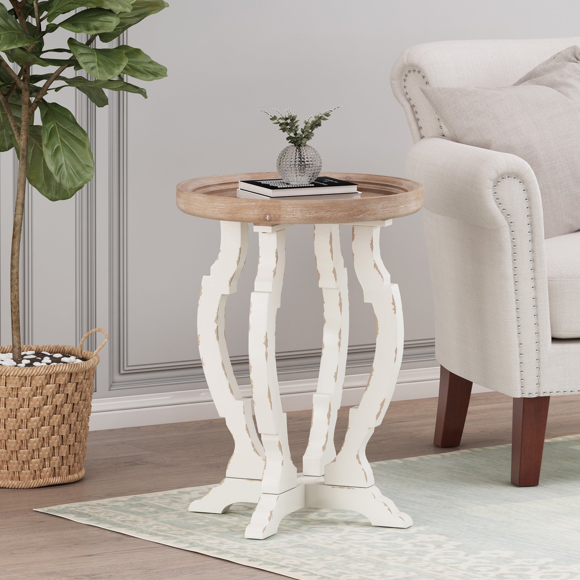 ACCENT TABLE natural+white-mdf