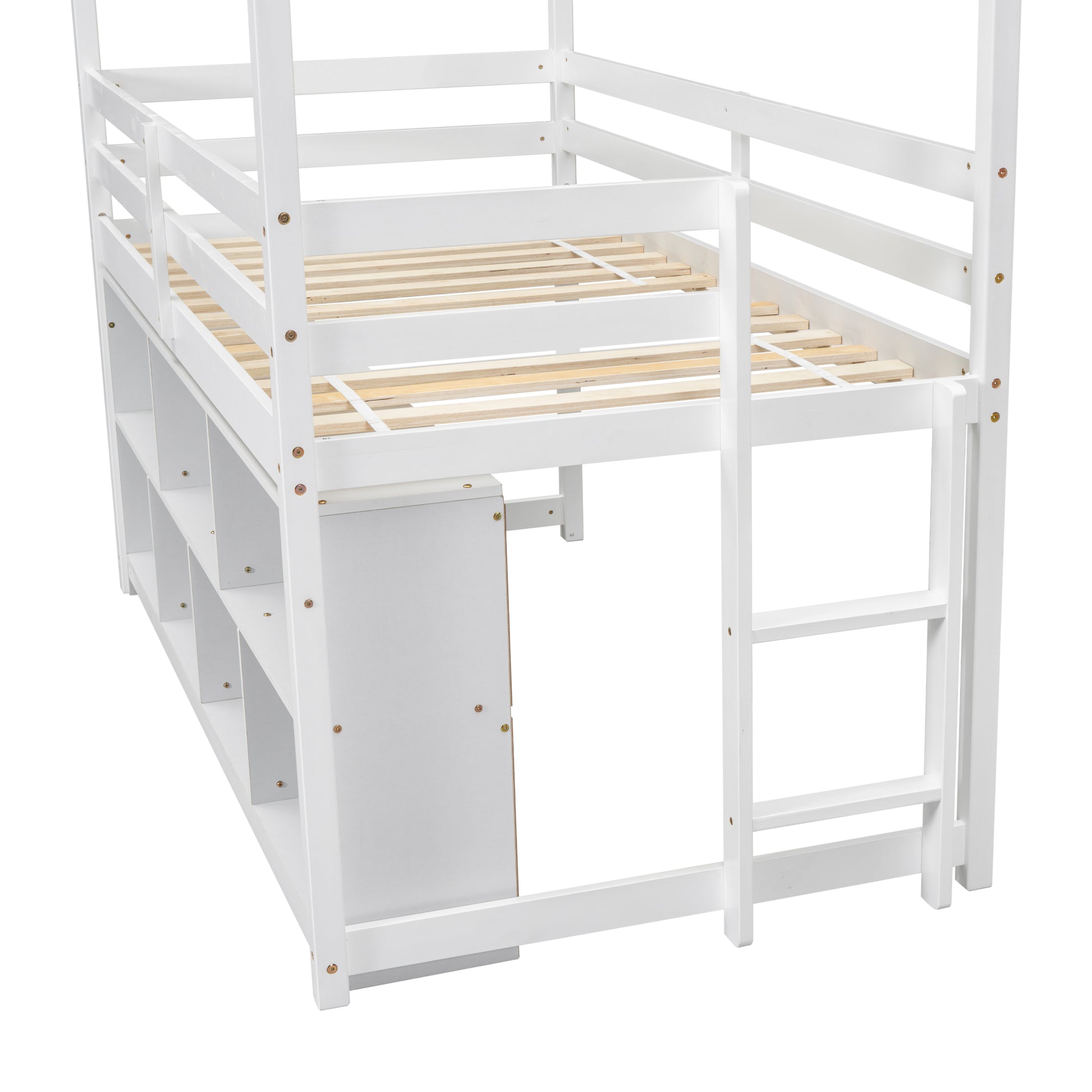 Twin House Loft Bed With Roof Frame, Under Bed -