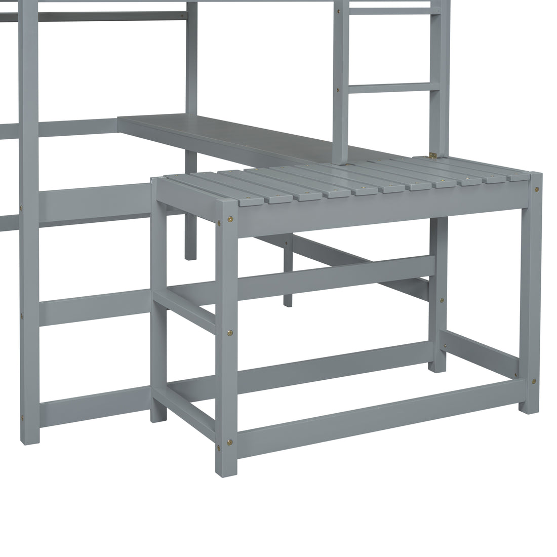 Full Loft Bed With Built In Desk, Ladder Platform
