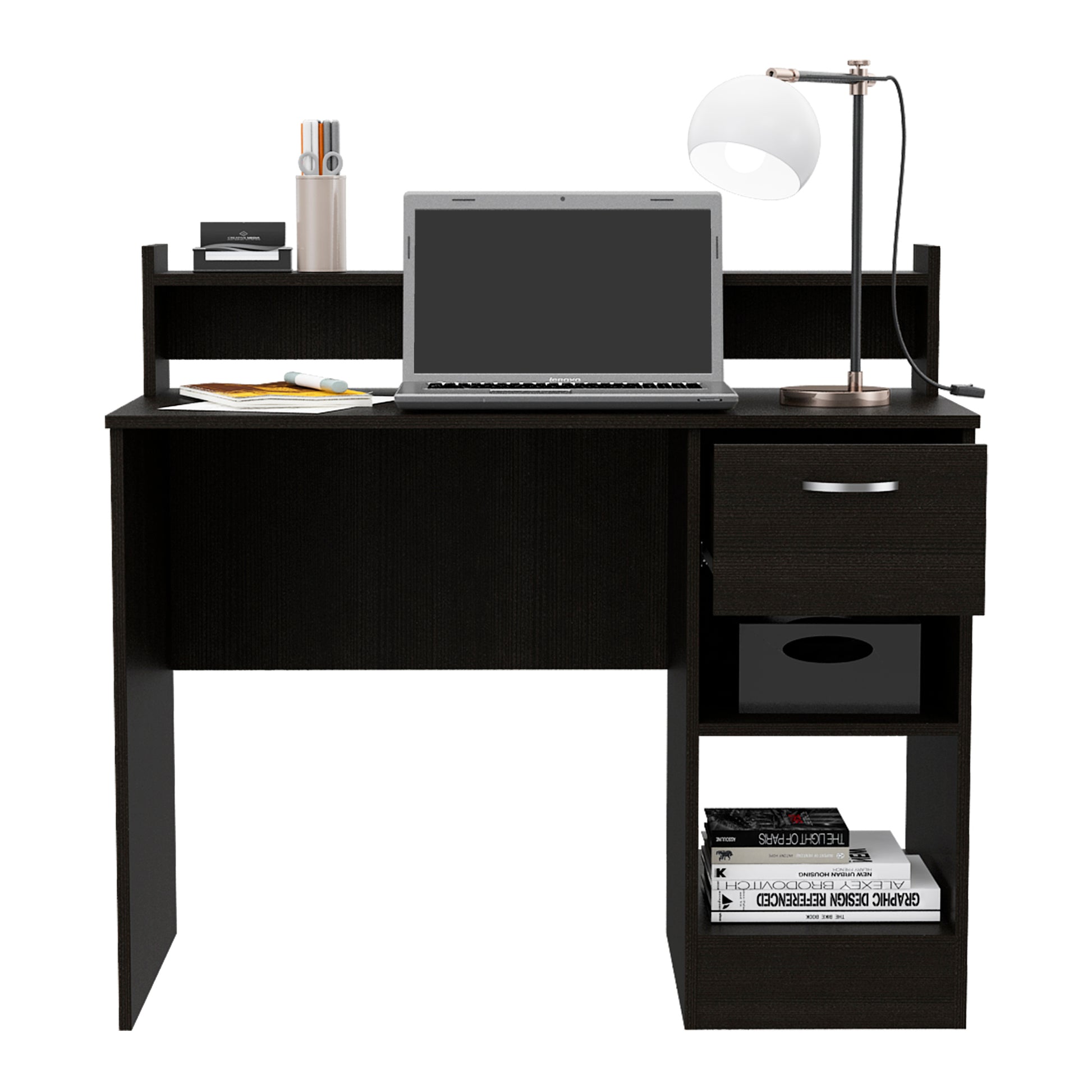 Manaos Writing Computer Deskmultiple Shelves, One