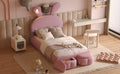 Twin Size Upholstered Platform Bed With Cartoon