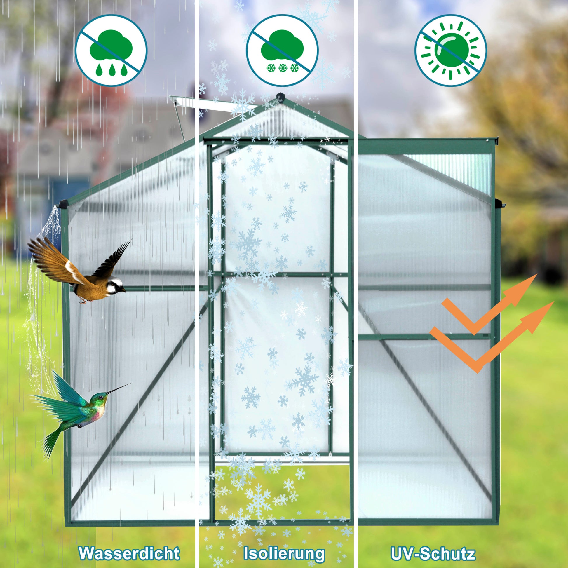 Polycarbonate Greenhouse,6'X 8' Heavy Duty Walk