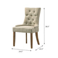 Beige And Salvaged Oak Tufted Back Parson Chairs