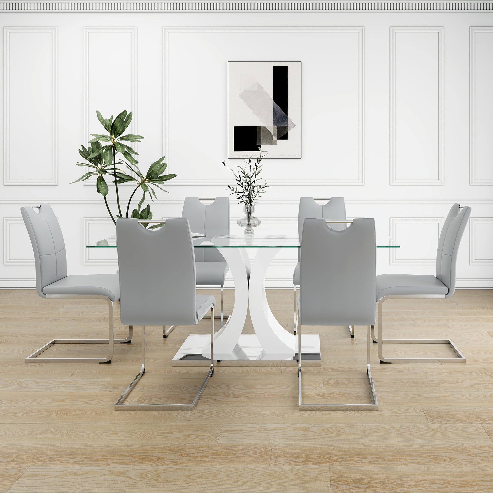 Modern Style Glass Dining Table, Elegant