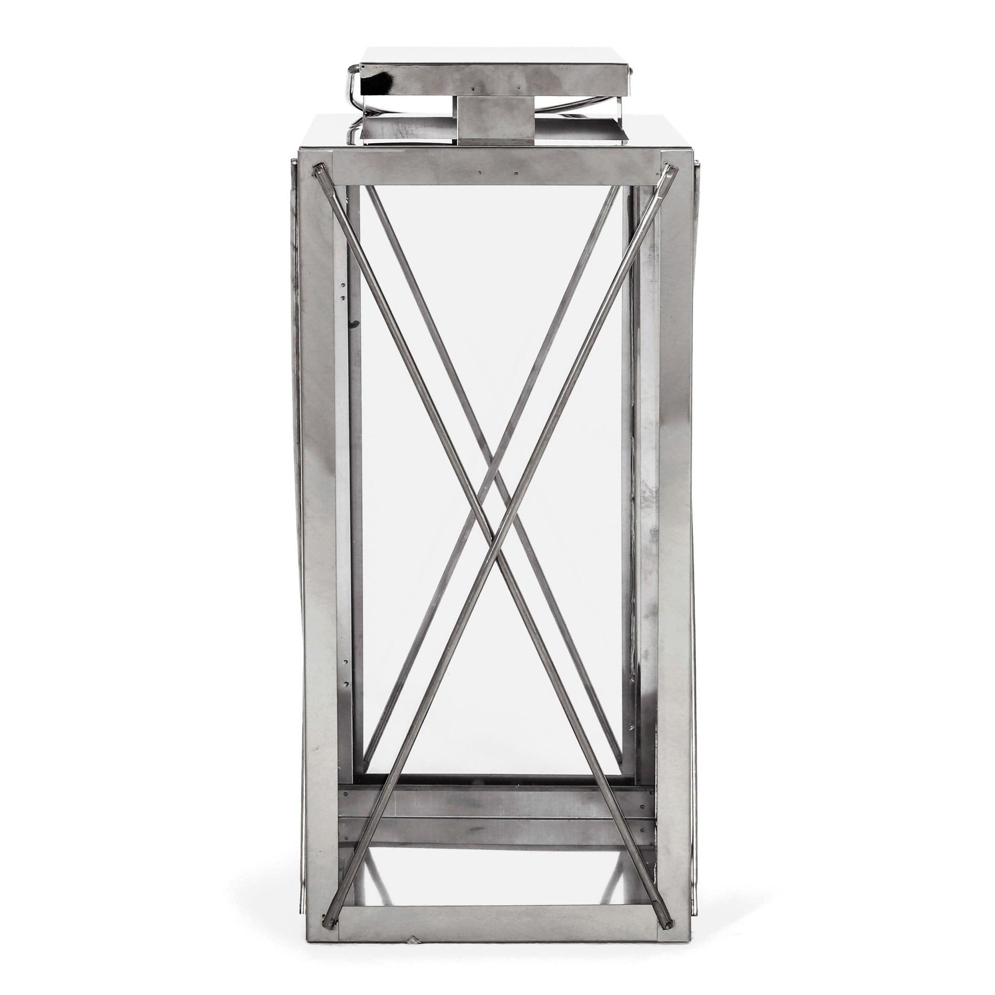 Deborah 14"H Stainless Steel Lantern - Silver