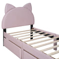 Twin Size Upholstered Platform Bed with Cartoon Ears box spring not