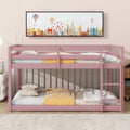 Twin Over Twin Floor Bunk Bed,Pink - Twin Pink