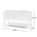 61'' Bathroom Vanity with Marble Top & Double Ceramic white-plywood