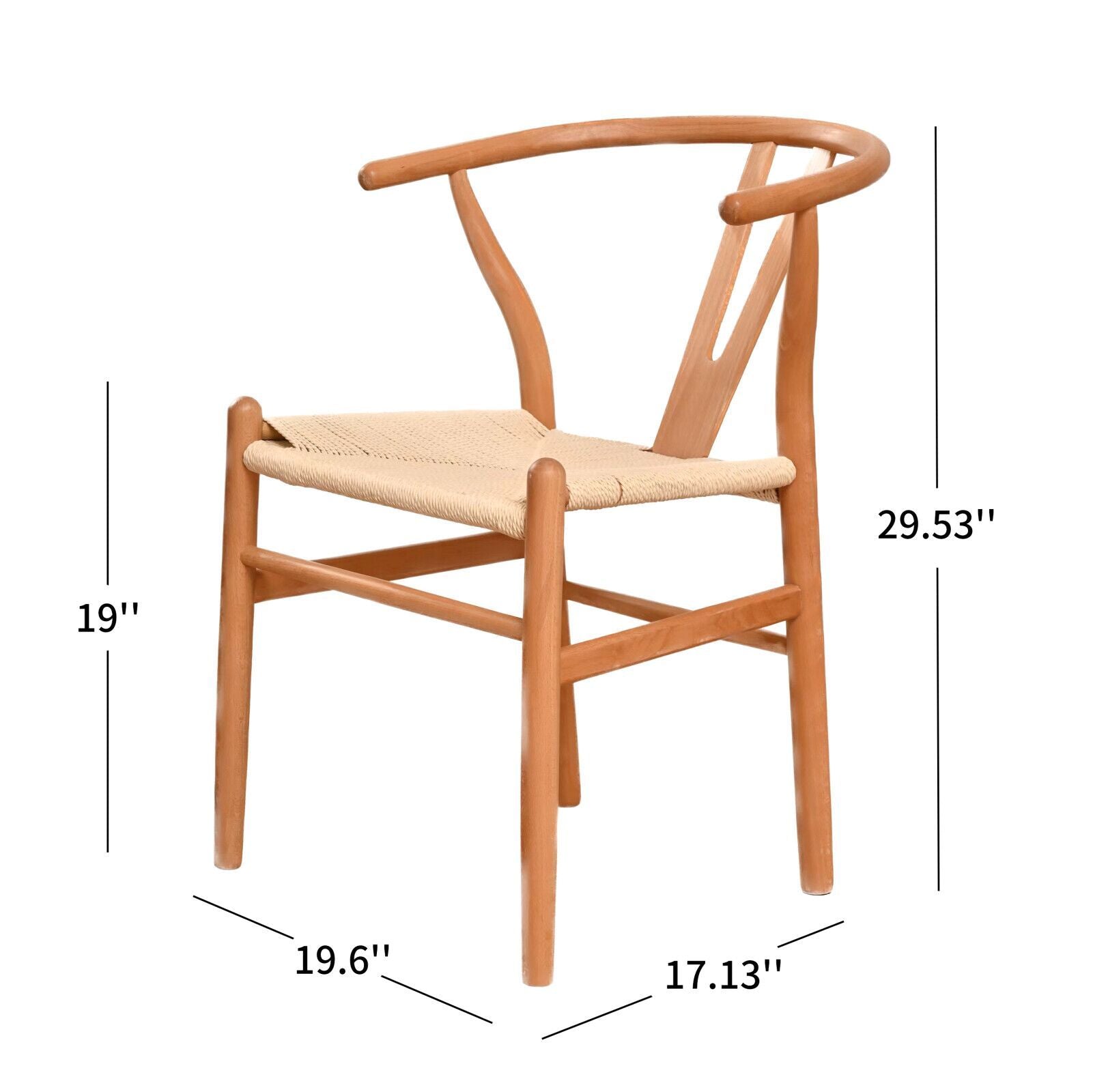 Natural Solid Wood Wishbone Design Backrest Chair