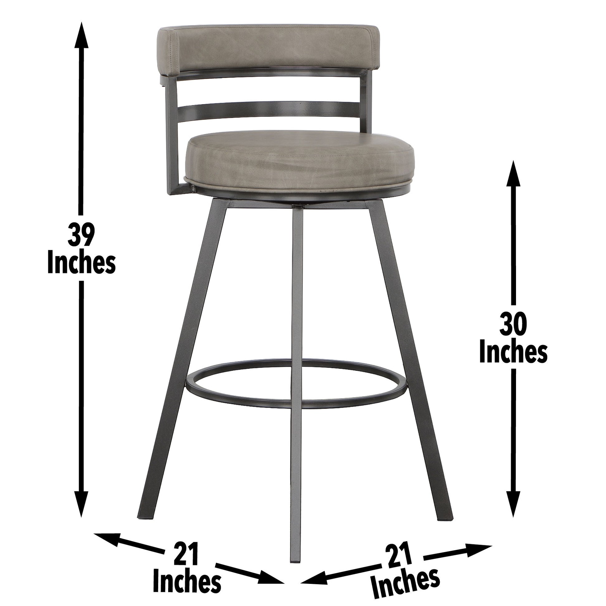 Gene Swivel Bar Stool Dark Gray - Dark Gray Wood