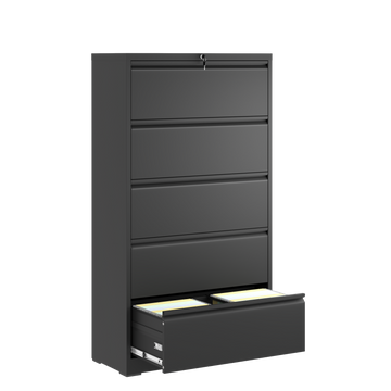 5 Drawer Metal Lateral File Cabinetblack Filing -