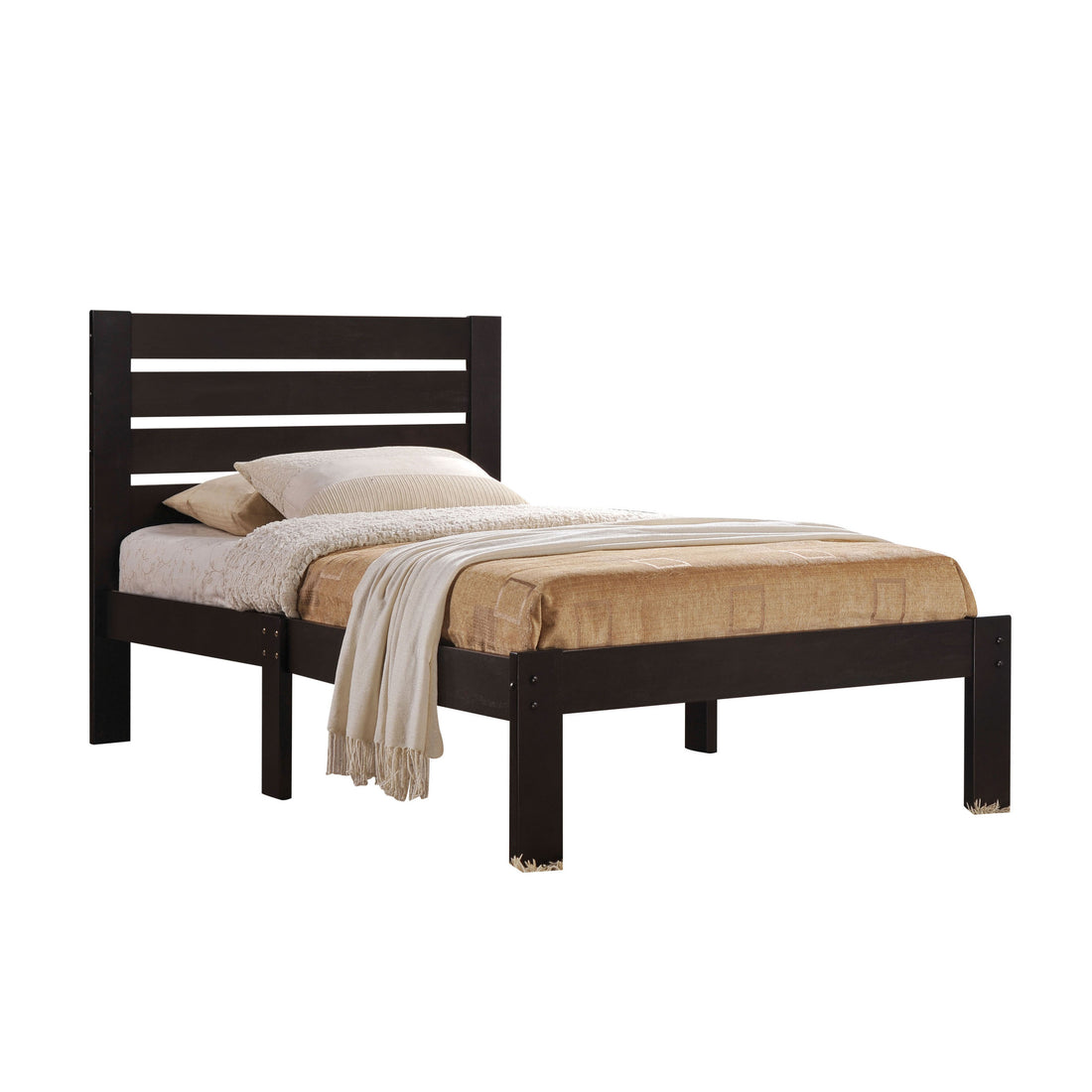 Espresso Platform Bed With Slat Headboard - Full