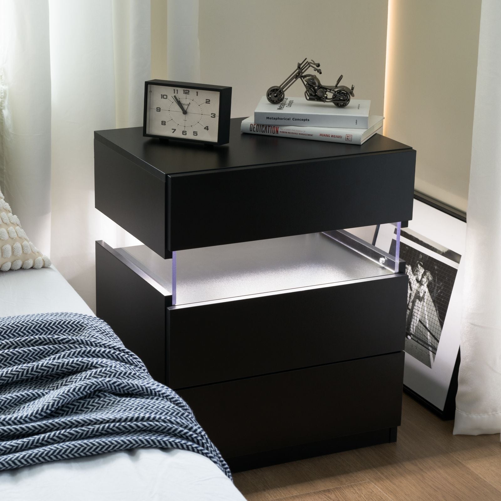 Led Nightstands 3 Drawer Dresser For Bedroom End