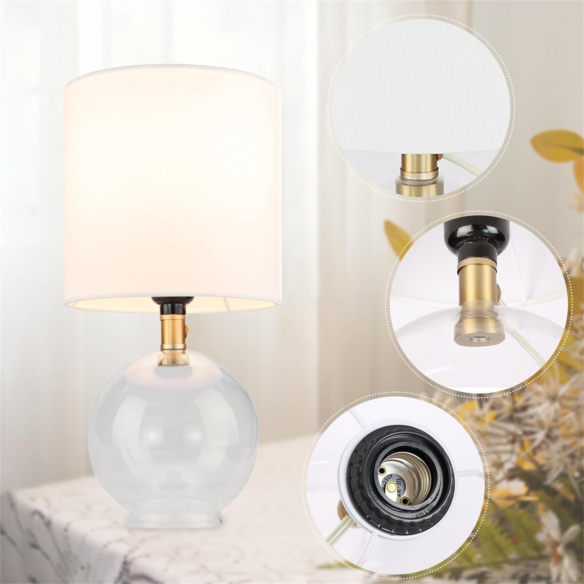 Small Table Lamp Glass Bedside Lamps For