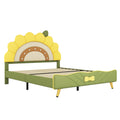 Full Size Upholstered Platform Bed With Sunflower