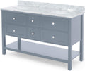 61'' Bathroom Vanity with Marble Top & Double Ceramic gray-plywood